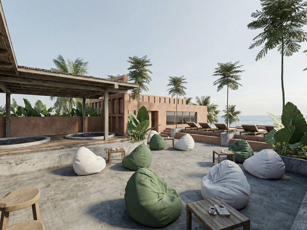 Terrana rendering, lounge terrace with sea view