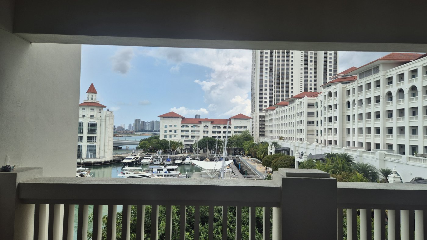 A waterfront development under construction across the water in Penang, seen from Straits Quay
