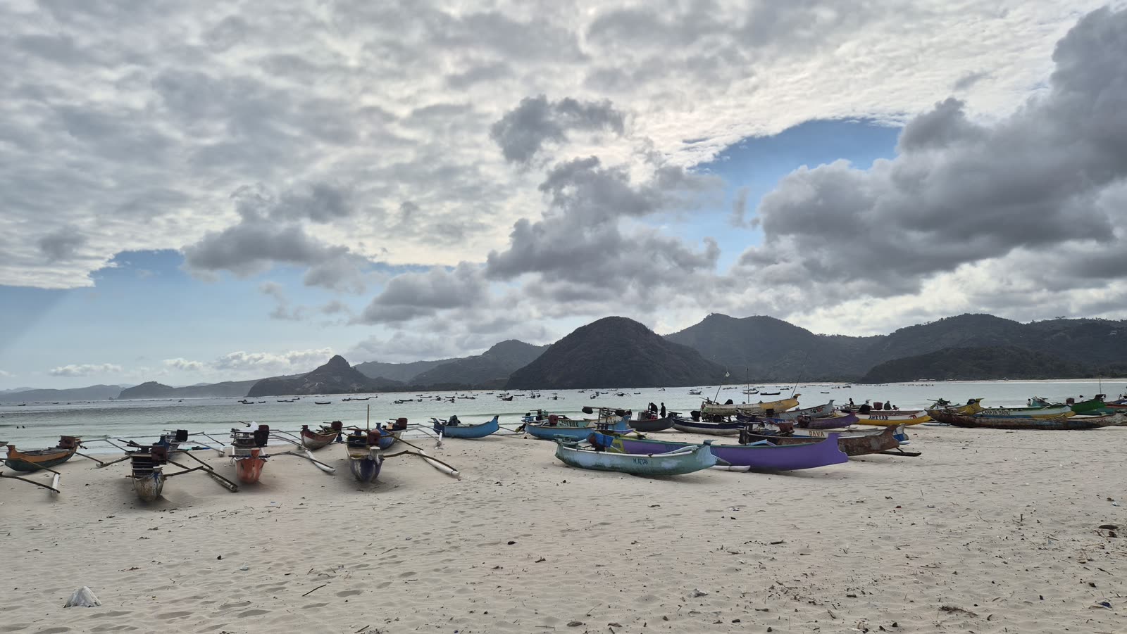 Fishing boats on the beach at Selong Belanak, South Lombok